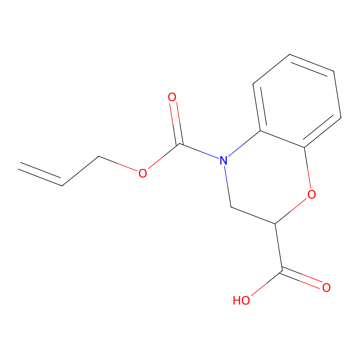 4-[(prop-2-en-1-yloxy)carbonyl]-3,4-dihydro-2H-1,4-benzoxazine-2-carboxylic acid molecular structure, CAS 1378319-47-1