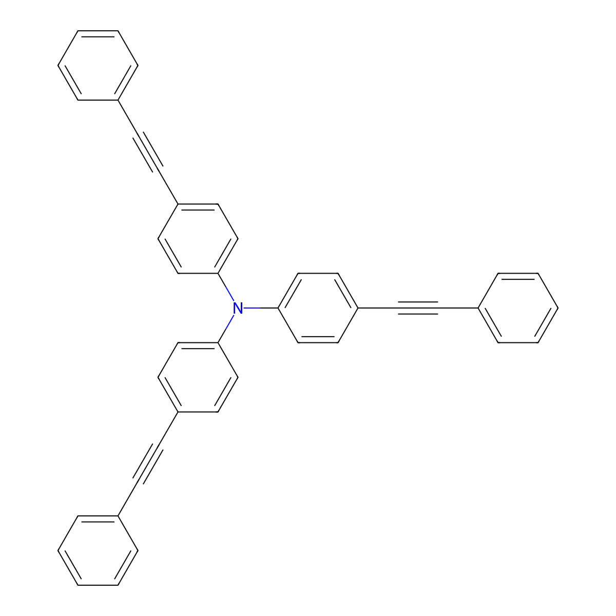 Tris(4-(phenylethynyl)phenyl)amine molecular structure, CAS 137832-75-8