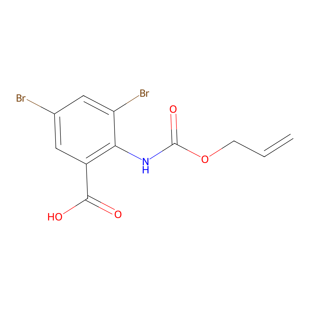 3,5-Dibromo-2-{[(prop-2-en-1-yloxy)carbonyl]amino}benzoic acid molecular structure, CAS 1378360-42-9