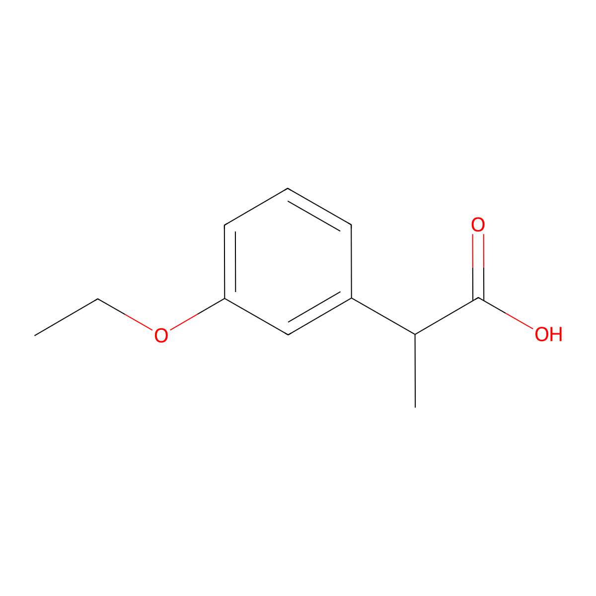 2-(3-Ethoxyphenyl)propanoic acid molecular structure, CAS 1378360-73-6