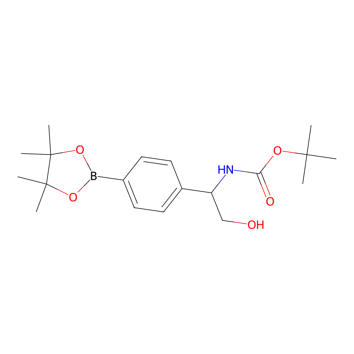 tert-butyl N-{2-hydroxy-1-[4-(4,4,5,5-tetramethyl-1,3,2-dioxaborolan-2-yl)phenyl]ethyl}carbamate molecular structure, CAS 1378368-27-4