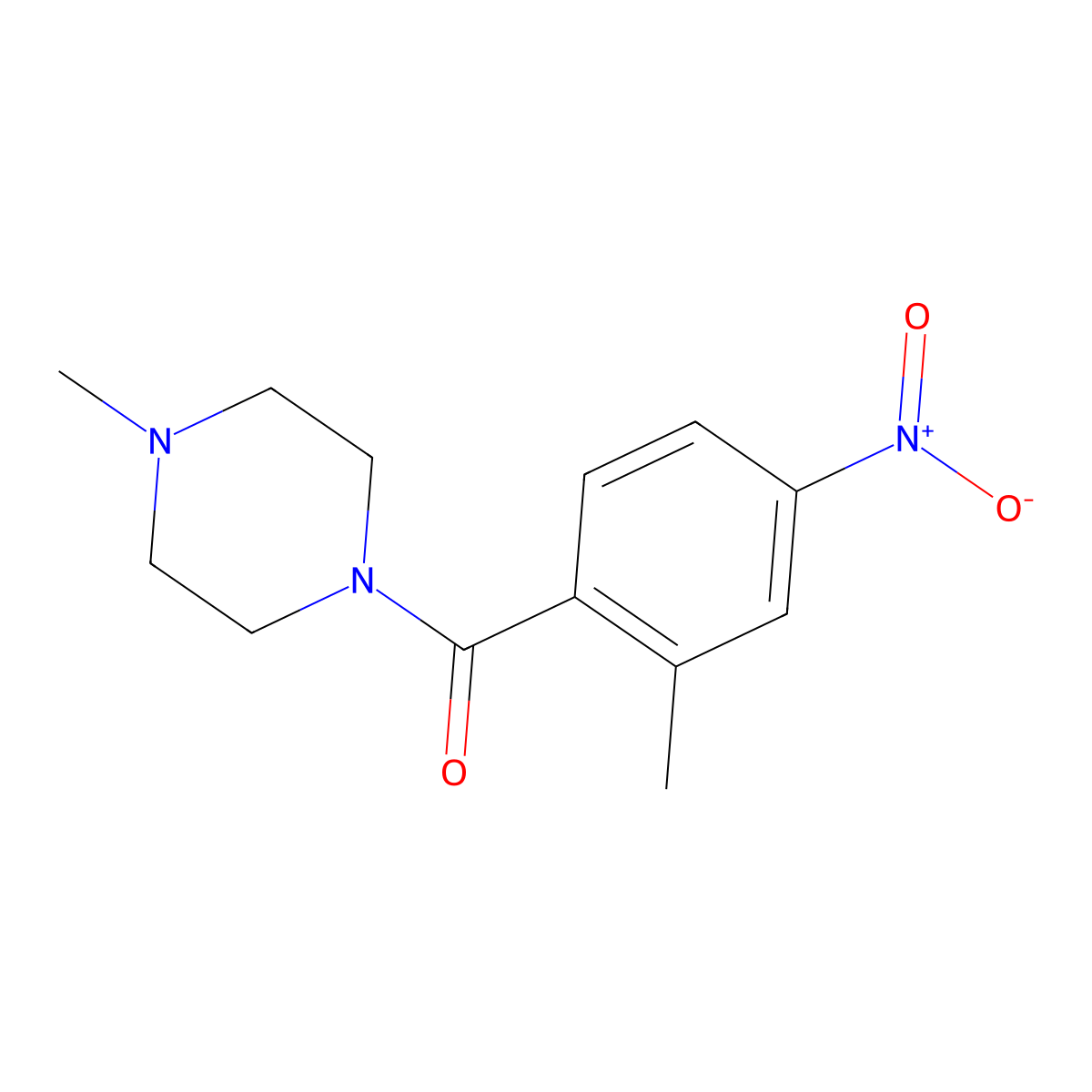 1-Methyl-4-[(2-methyl-4-nitrophenyl)carbonyl]piperazine molecular structure, CAS 1378379-79-3