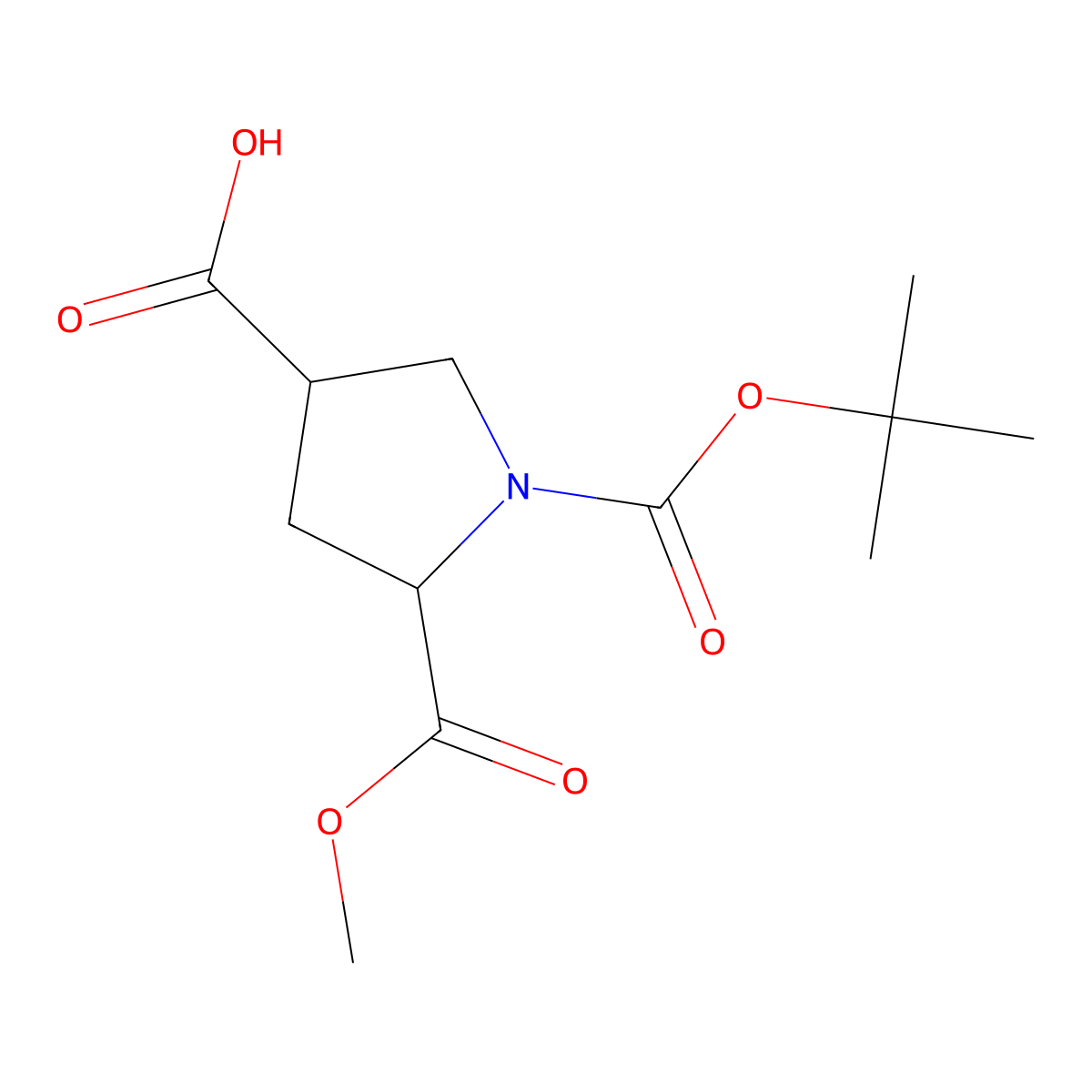 (3S,5S)-1-(tert-butoxycarbonyl)-5-(methoxycarbonyl)pyrrolidine-3-carboxylic acid molecular structure, CAS 1378388-35-2