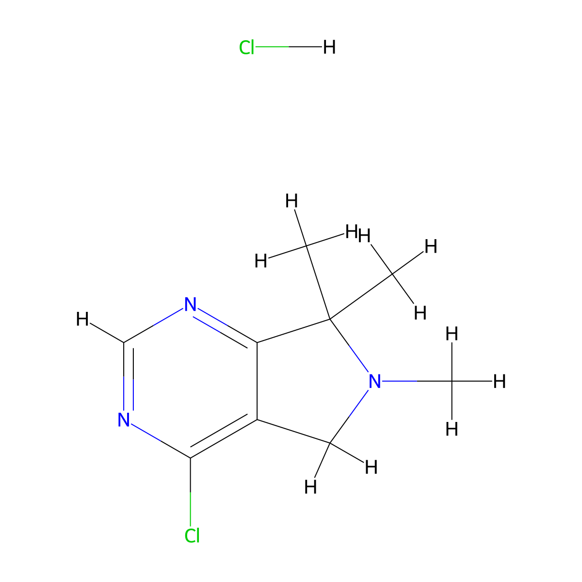 4-Chloro-6,7,7-trimethyl-6,7-dihydro-5H-pyrrolo[3,4-d]pyrimidine hydrochloride molecular structure, CAS 13784-35-5