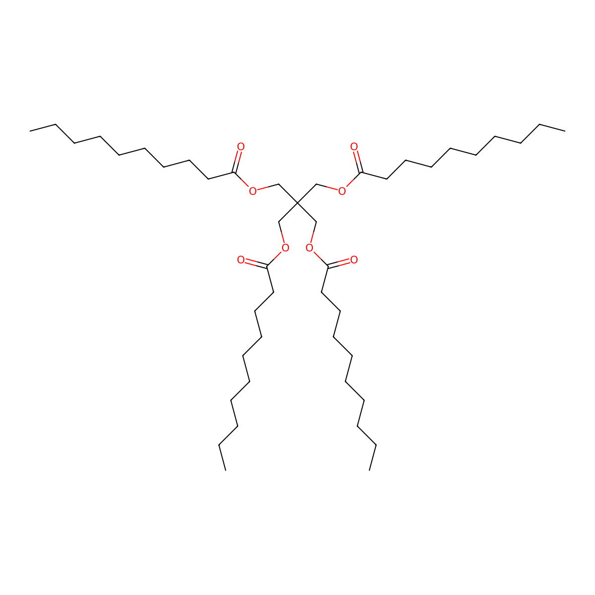 Pentaerythrityl tetracaprate molecular structure, CAS 13784-61-7