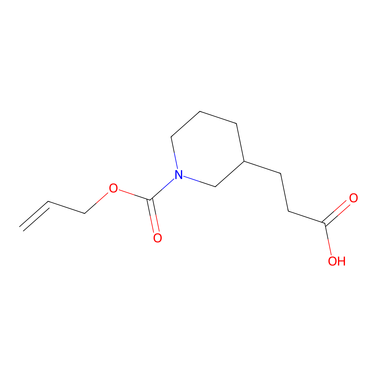 3-{1-[(Prop-2-en-1-yloxy)carbonyl]piperidin-3-yl}propanoic acid molecular structure, CAS 1378415-47-4