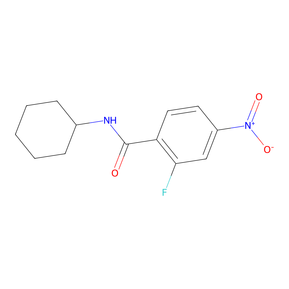 N-cyclohexyl-2-fluoro-4-nitrobenzamide molecular structure, CAS 1378454-77-3