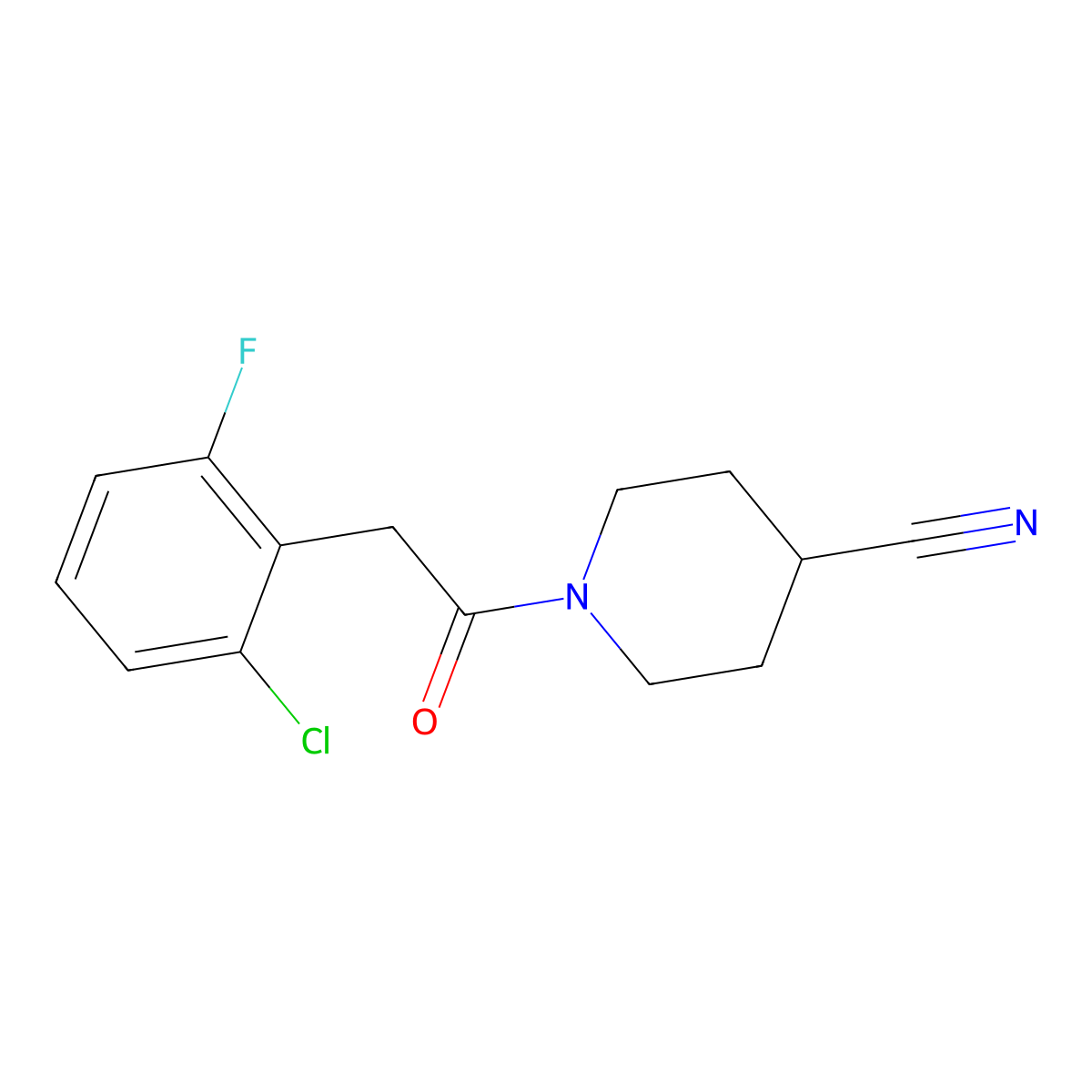 1-[2-(2-Chloro-6-fluorophenyl)acetyl]piperidine-4-carbonitrile molecular structure, CAS 1378455-99-2
