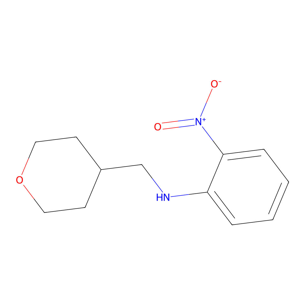 2-nitro-N-[(oxan-4-yl)methyl]aniline molecular structure, CAS 1378459-57-4