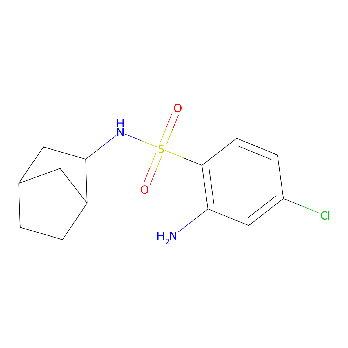 2-amino-N-{bicyclo[2.2.1]heptan-2-yl}-4-chlorobenzene-1-sulfonamide molecular structure, CAS 1378466-85-3