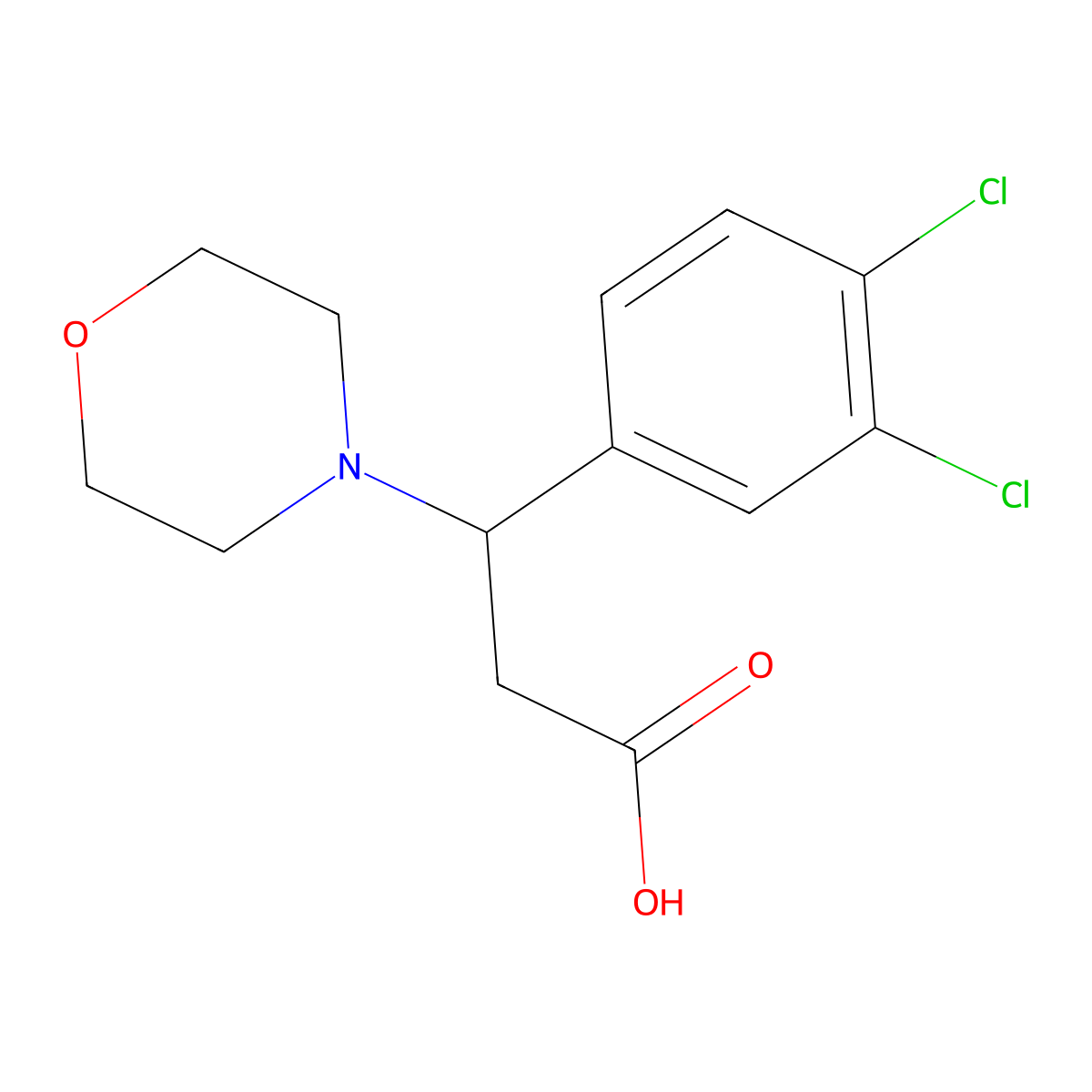 3-(3,4-Dichlorophenyl)-3-(morpholin-4-yl)propanoic acid molecular structure, CAS 1378492-83-1
