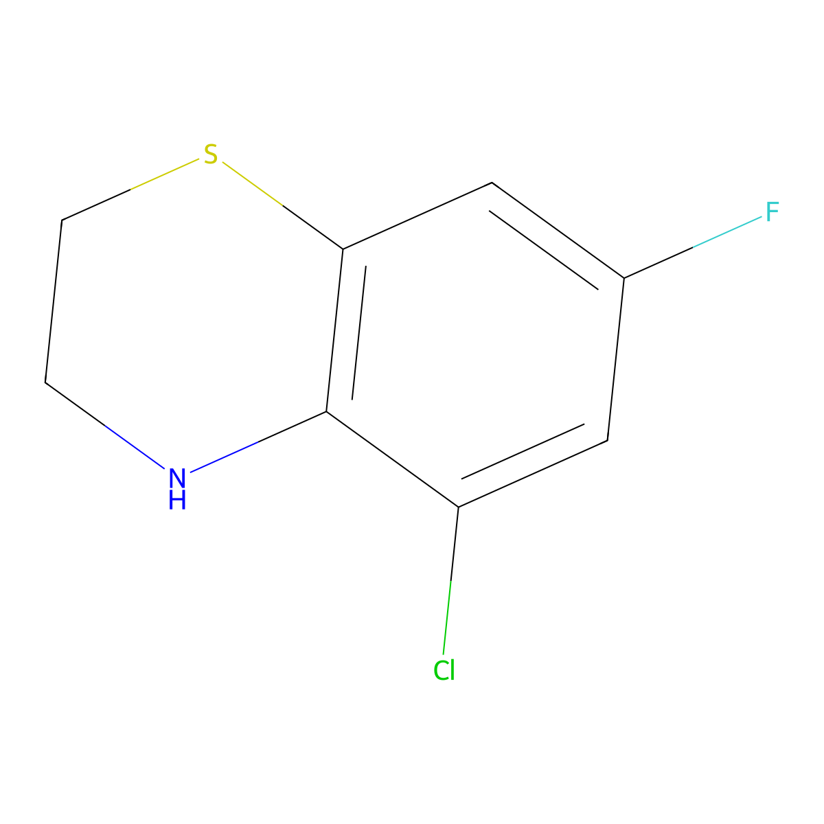 5-chloro-7-fluoro-3,4-dihydro-2H-1,4-benzothiazine molecular structure, CAS 1378508-59-8