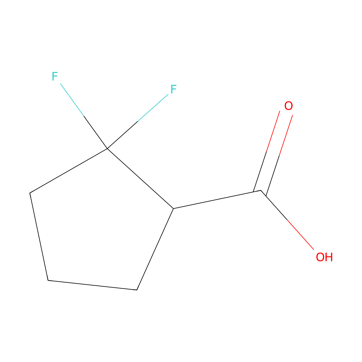 2,2-Difluorocyclopentane-1-carboxylic acid molecular structure, CAS 1378525-26-8