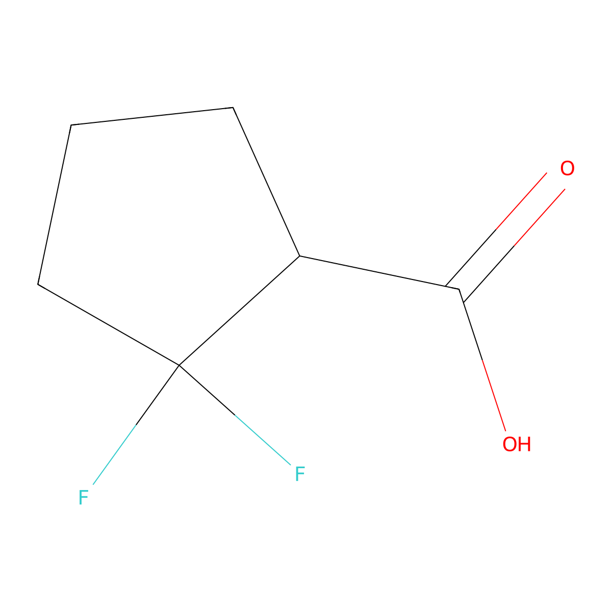 2,2-Difluorocyclopentane-1-carboxylic acid molecular structure, CAS 1378525-26-8
