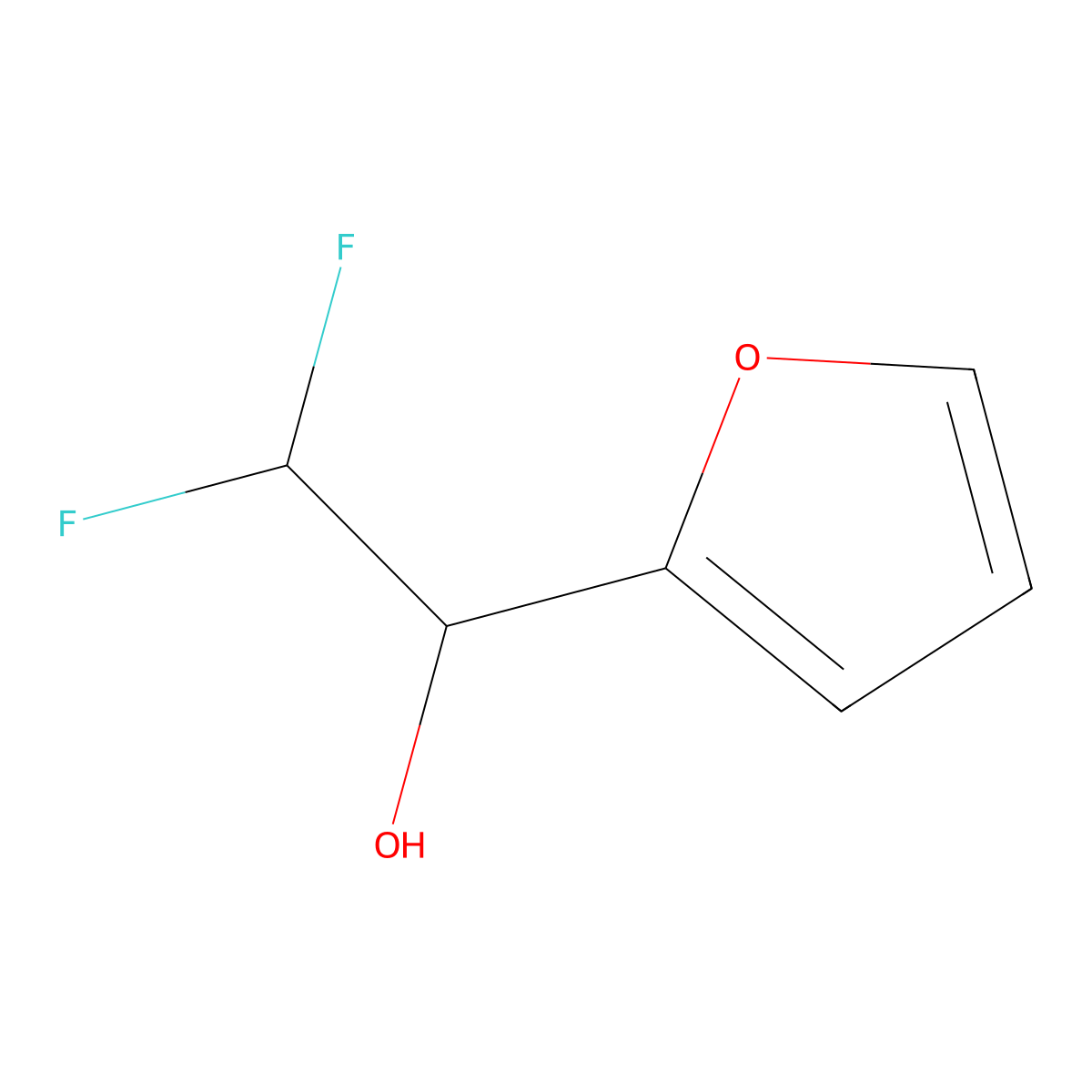 2,2-Difluoro-1-(furan-2-yl)ethanol molecular structure, CAS 1378582-48-9