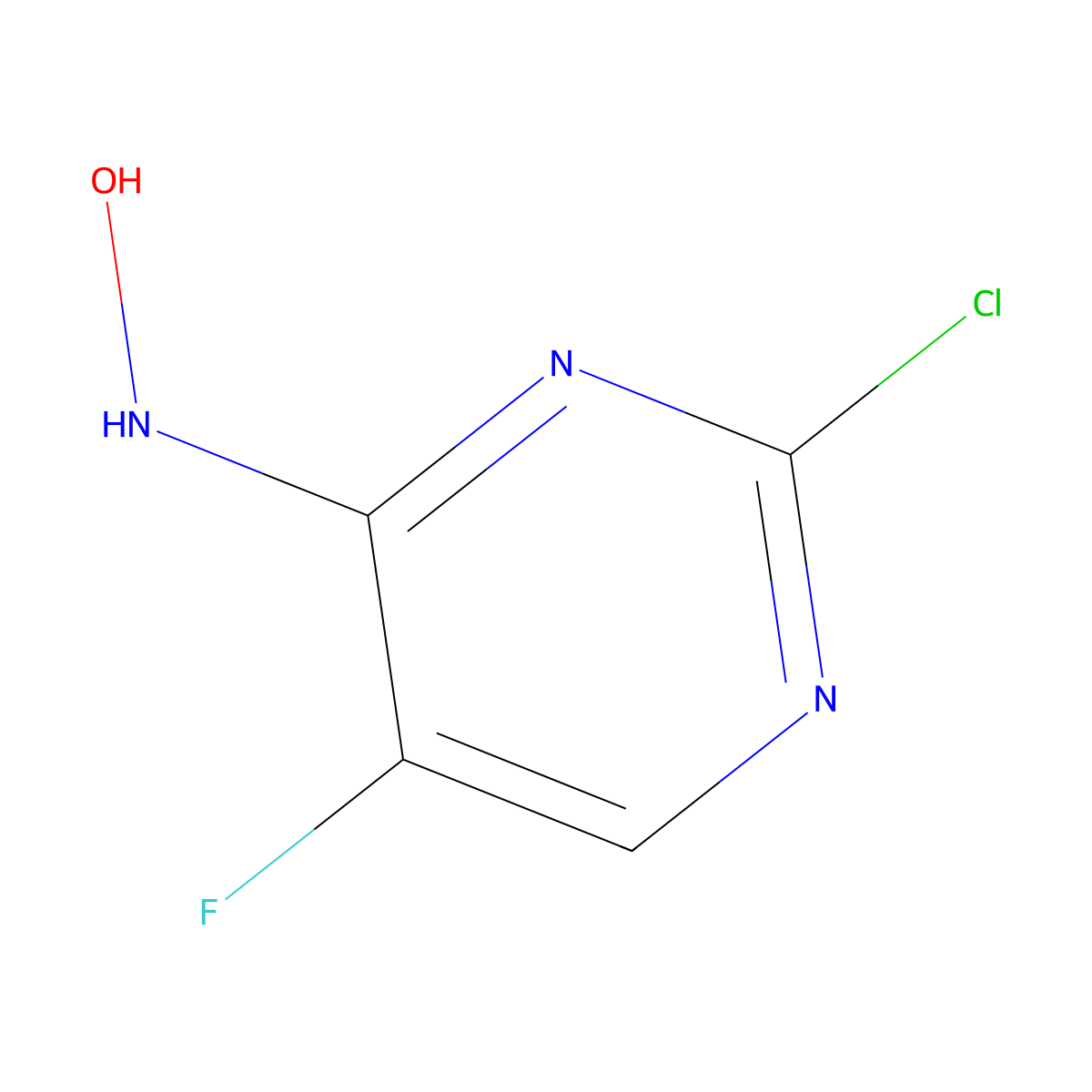 N-(2-chloro-5-fluoropyrimidin-4-yl)hydroxylamine molecular structure, CAS 1378583-02-8