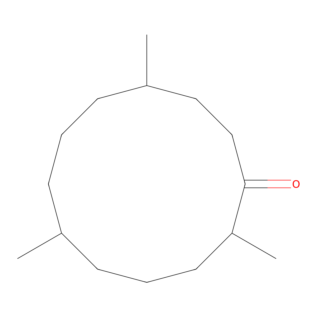 2,6,10-Trimethylcyclododecanone molecular structure, CAS 13786-80-6