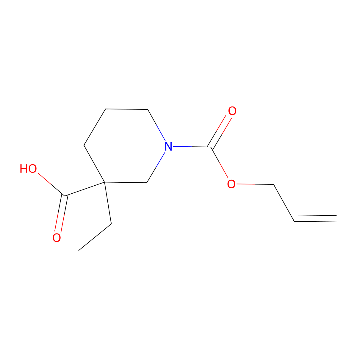 3-Ethyl-1-[(prop-2-en-1-yloxy)carbonyl]piperidine-3-carboxylic acid molecular structure, CAS 1378604-92-2