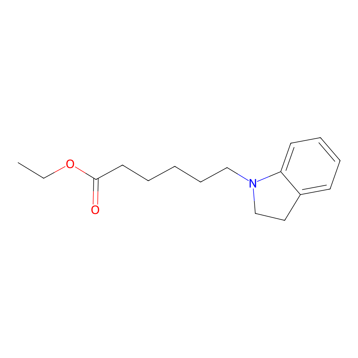 Ethyl 6-(2,3-dihydro-1H-indol-1-yl)hexanoate molecular structure, CAS 1378608-07-1