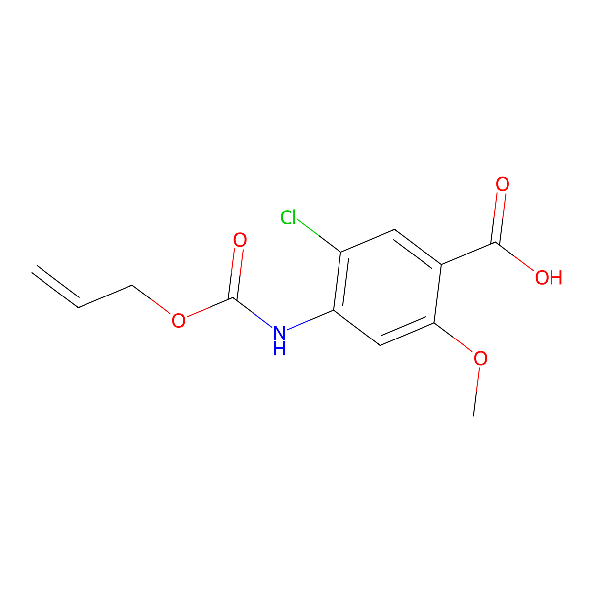 5-Chloro-2-methoxy-4-{[(prop-2-en-1-yloxy)carbonyl]amino}benzoic acid molecular structure, CAS 1378614-44-8