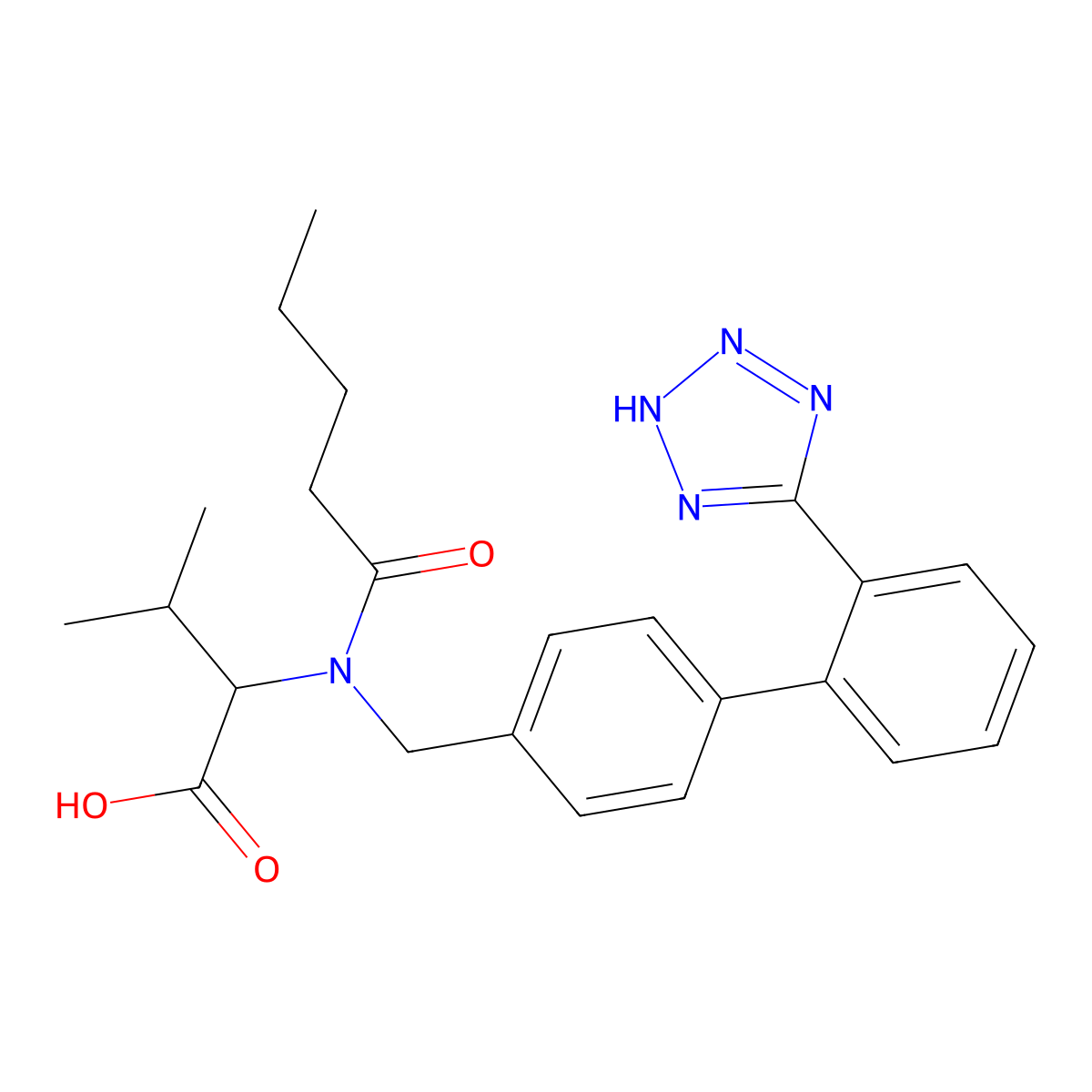 Valsartan molecular structure, CAS 137862-53-4