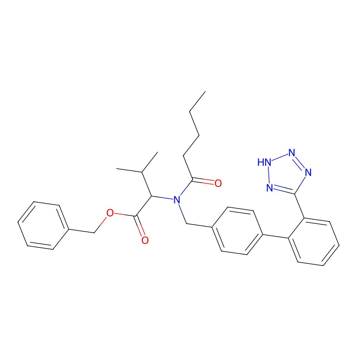 Valsartan benzyl ester molecular structure, CAS 137863-20-8