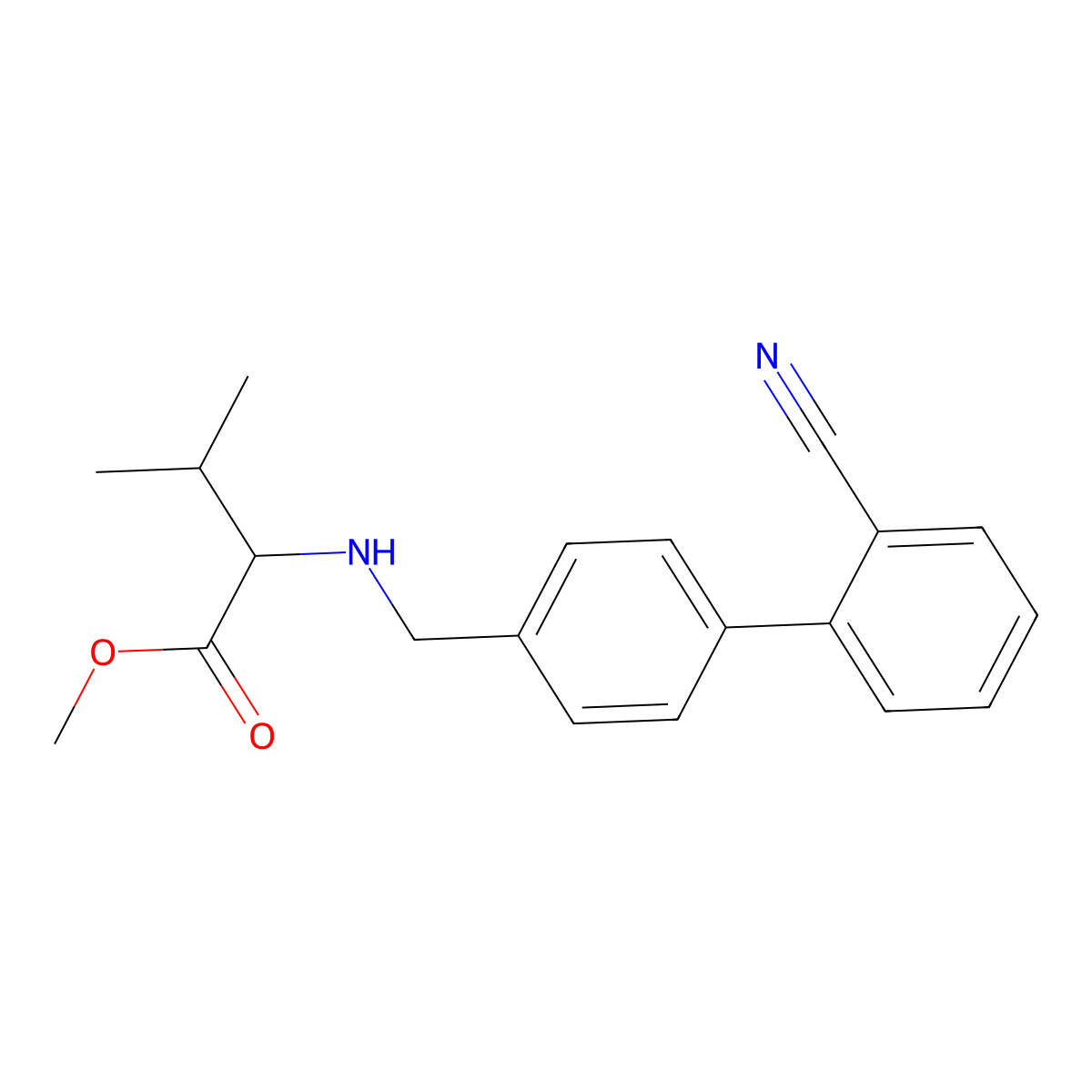 N-((2'-Cyano(1,1'-biphenyl)-4-yl)methyl)-L-valine methyl ester molecular structure, CAS 137863-89-9