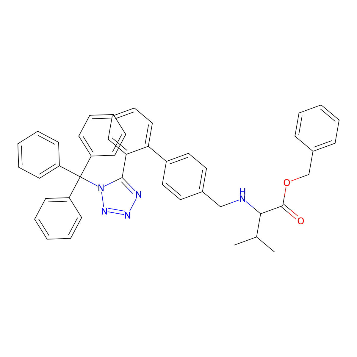 Benzyl N-[(2'-(Trityltetrazol-5-yl-1,1'-biphenyl-4-yl]-methyl-2-amino-3-methylbutanoate molecular structure, CAS 137864-45-0