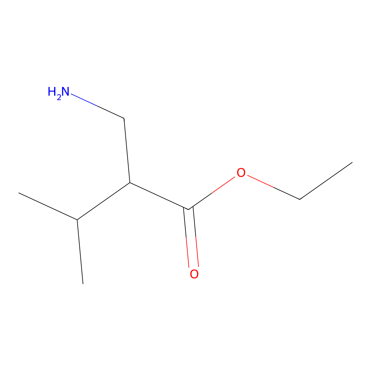 Ethyl 2-(aminomethyl)-3-methylbutanoate molecular structure, CAS 137864-75-6