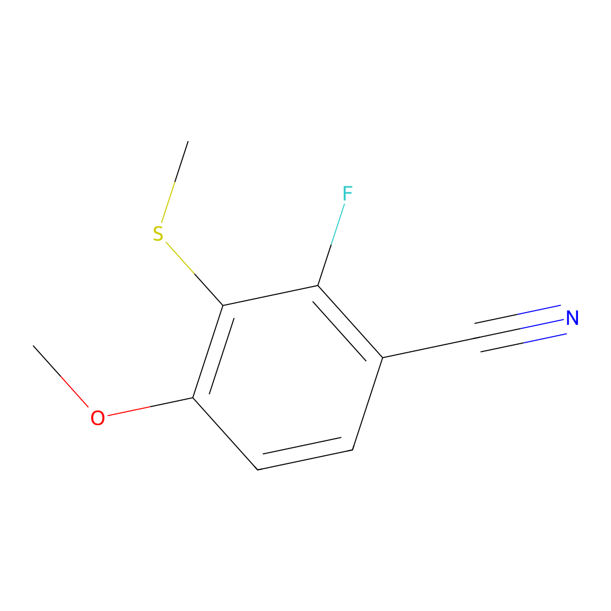 2-Fluoro-4-methoxy-3-(methylthio)benzonitrile molecular structure, CAS 1378652-44-8