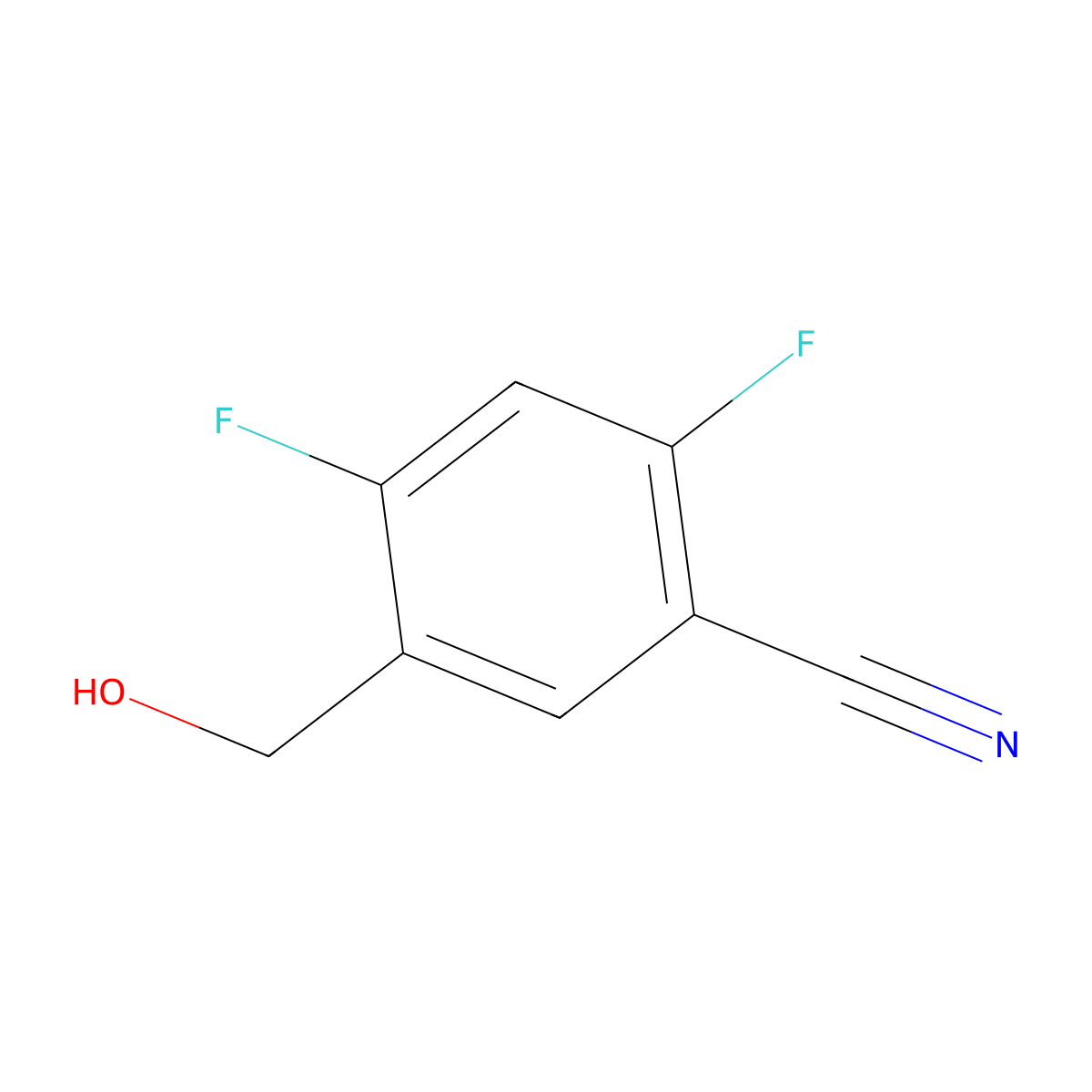 2,4-Difluoro-5-(hydroxymethyl)benzonitrile molecular structure, CAS 1378655-49-2