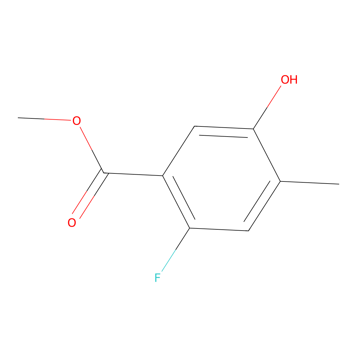 Methyl 2-fluoro-5-hydroxy-4-methylbenzoate molecular structure, CAS 1378655-77-6