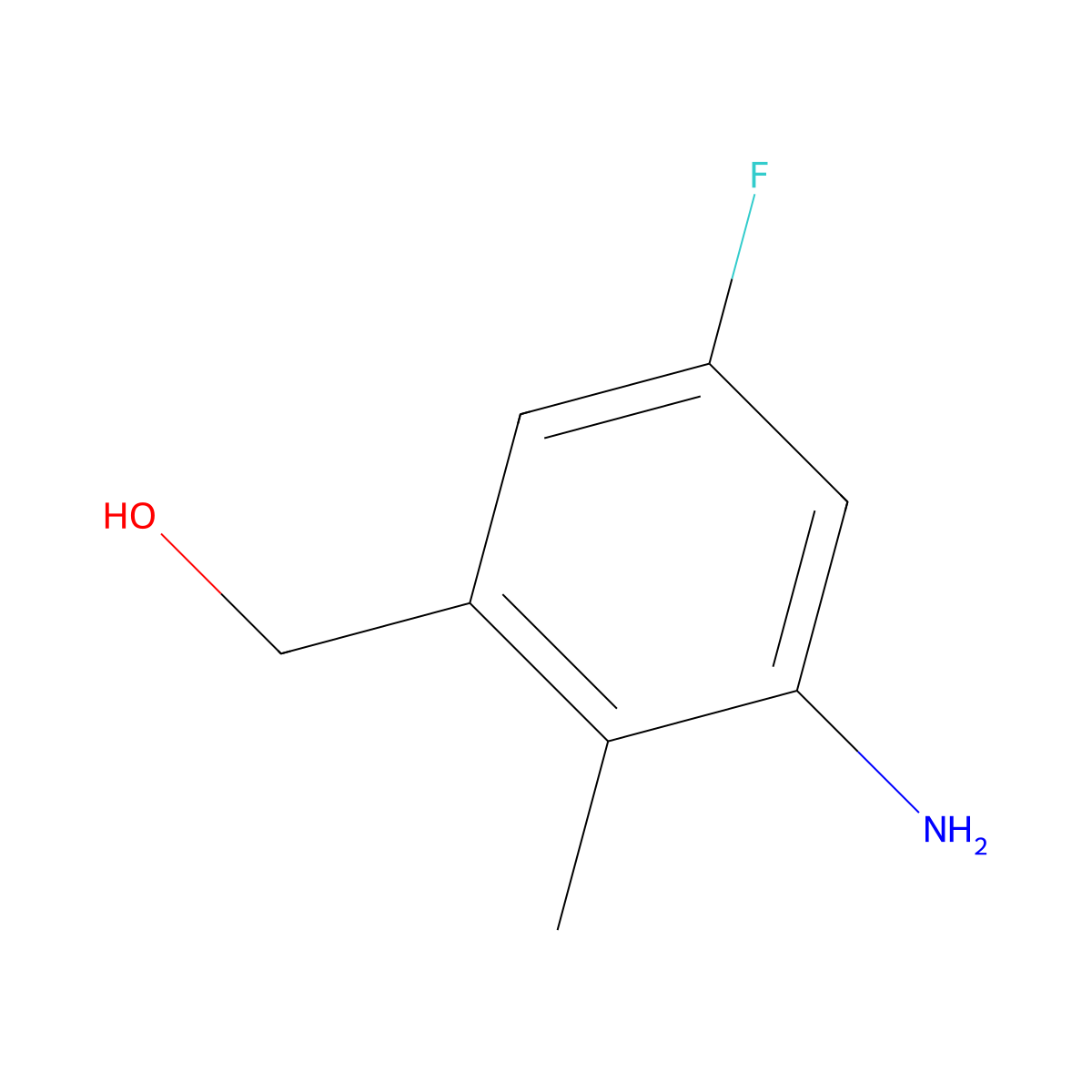 (3-Amino-5-fluoro-2-methylphenyl)methanol molecular structure, CAS 1378656-16-6