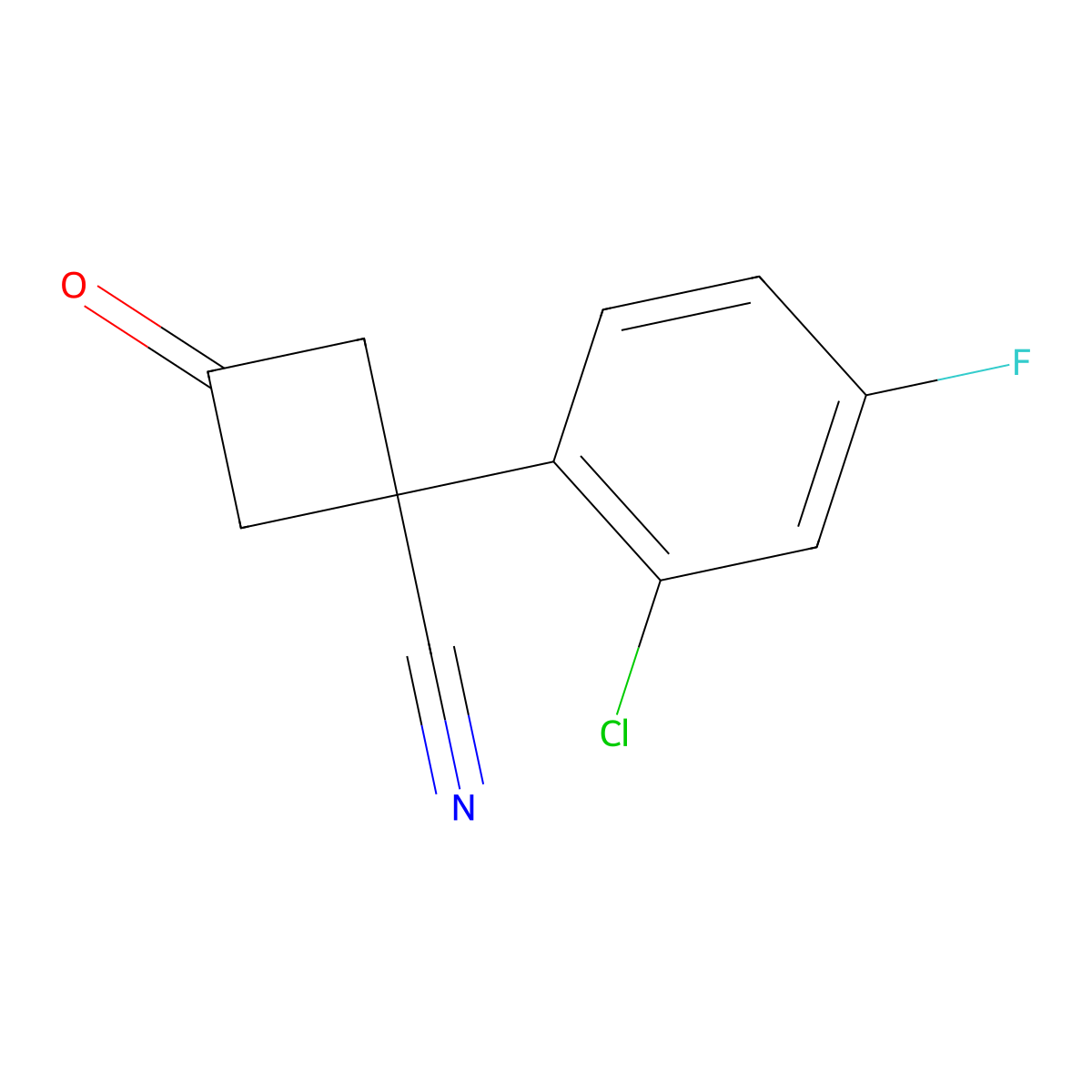 1-(2-Chloro-4-fluorophenyl)-3-oxocyclobutane-1-carbonitrile molecular structure, CAS 1378665-60-1