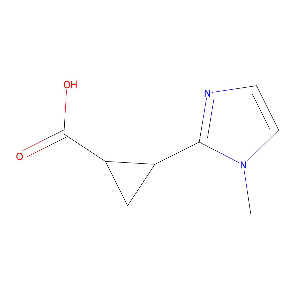 2-(1-methyl-1H-imidazol-2-yl)cyclopropane-1-carboxylic acid molecular structure, CAS 1378670-19-9
