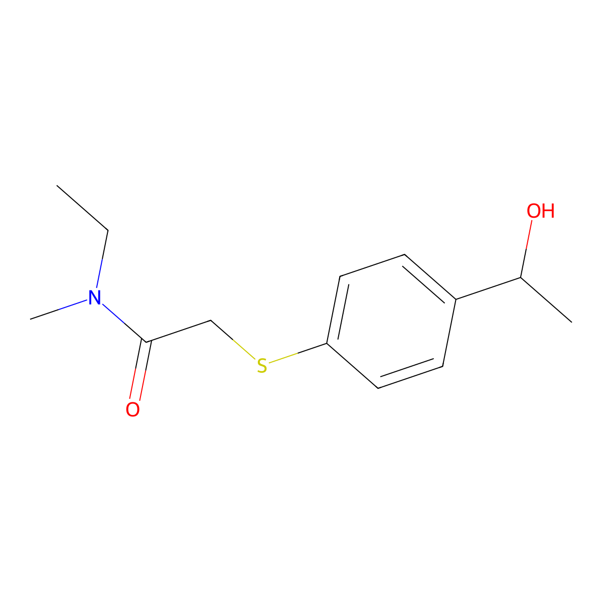N-ethyl-2-{[4-(1-hydroxyethyl)phenyl]sulfanyl}-N-methylacetamide molecular structure, CAS 1378670-93-9