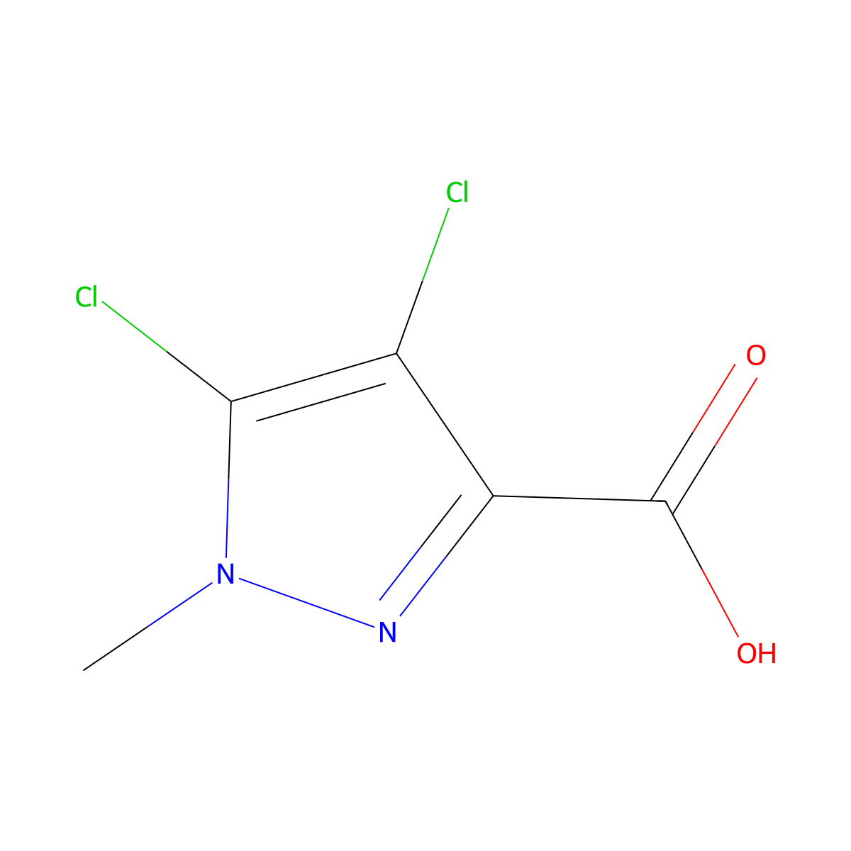 4,5-dichloro-1-methyl-1H-pyrazole-3-carboxylic acid molecular structure, CAS 1378676-83-5