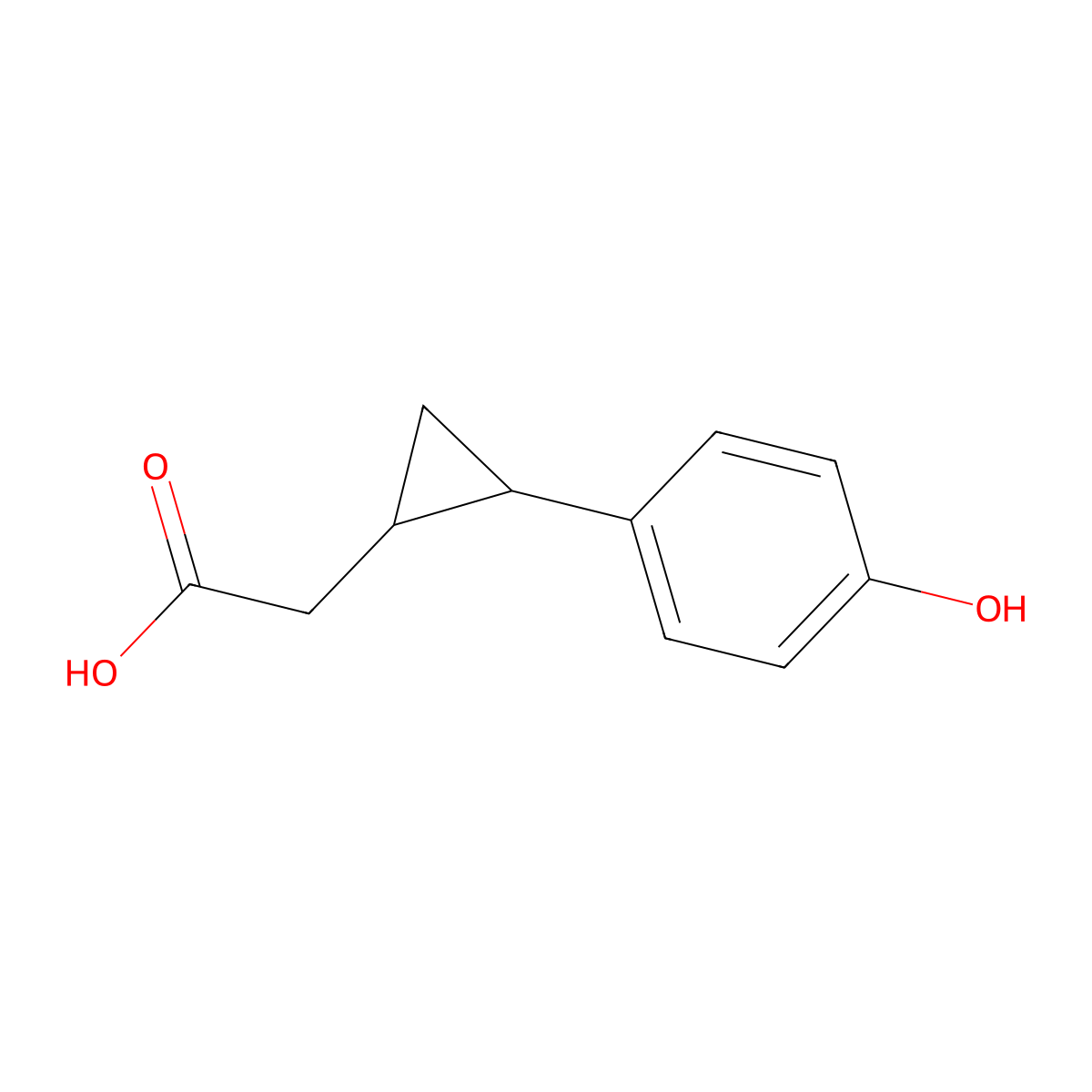 2-[2-(4-Hydroxyphenyl)cyclopropyl]acetic acid molecular structure, CAS 1378683-35-2