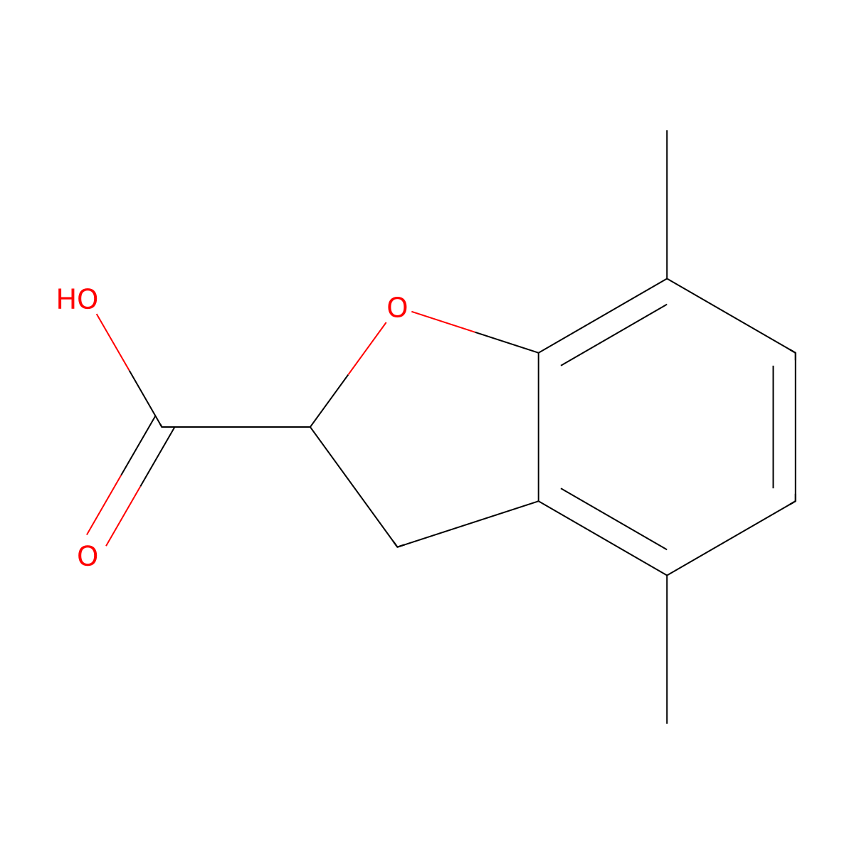4,7-Dimethyl-2,3-dihydrobenzofuran-2-carboxylic acid molecular structure, CAS 1378684-52-6