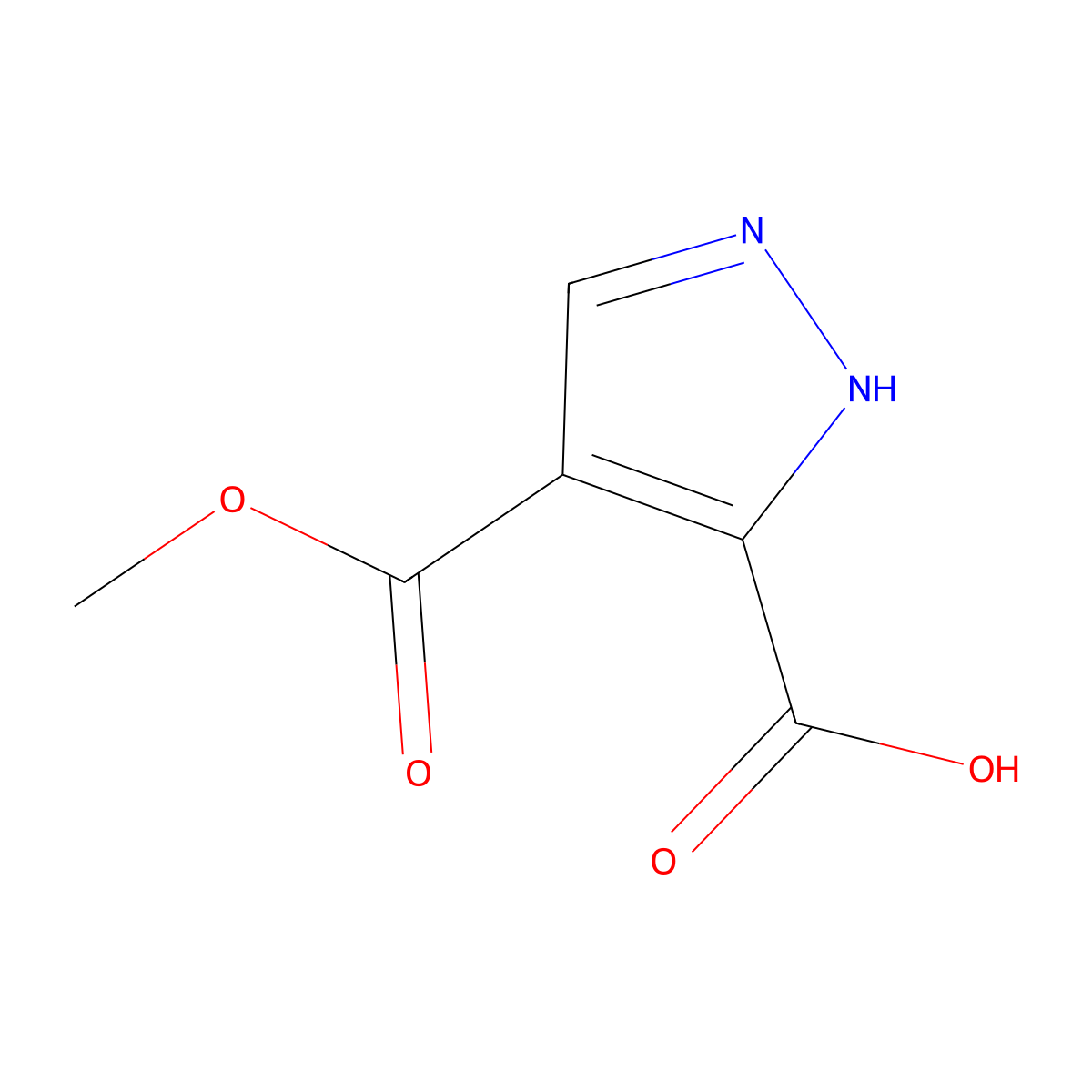 4-(methoxycarbonyl)-1H-pyrazole-3-carboxylic acid molecular structure, CAS 1378690-14-2
