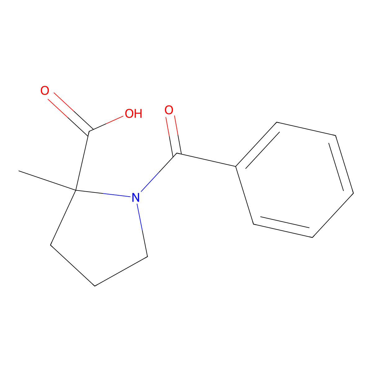 1-Benzoyl-2-methylpyrrolidine-2-carboxylic acid molecular structure, CAS 137870-76-9