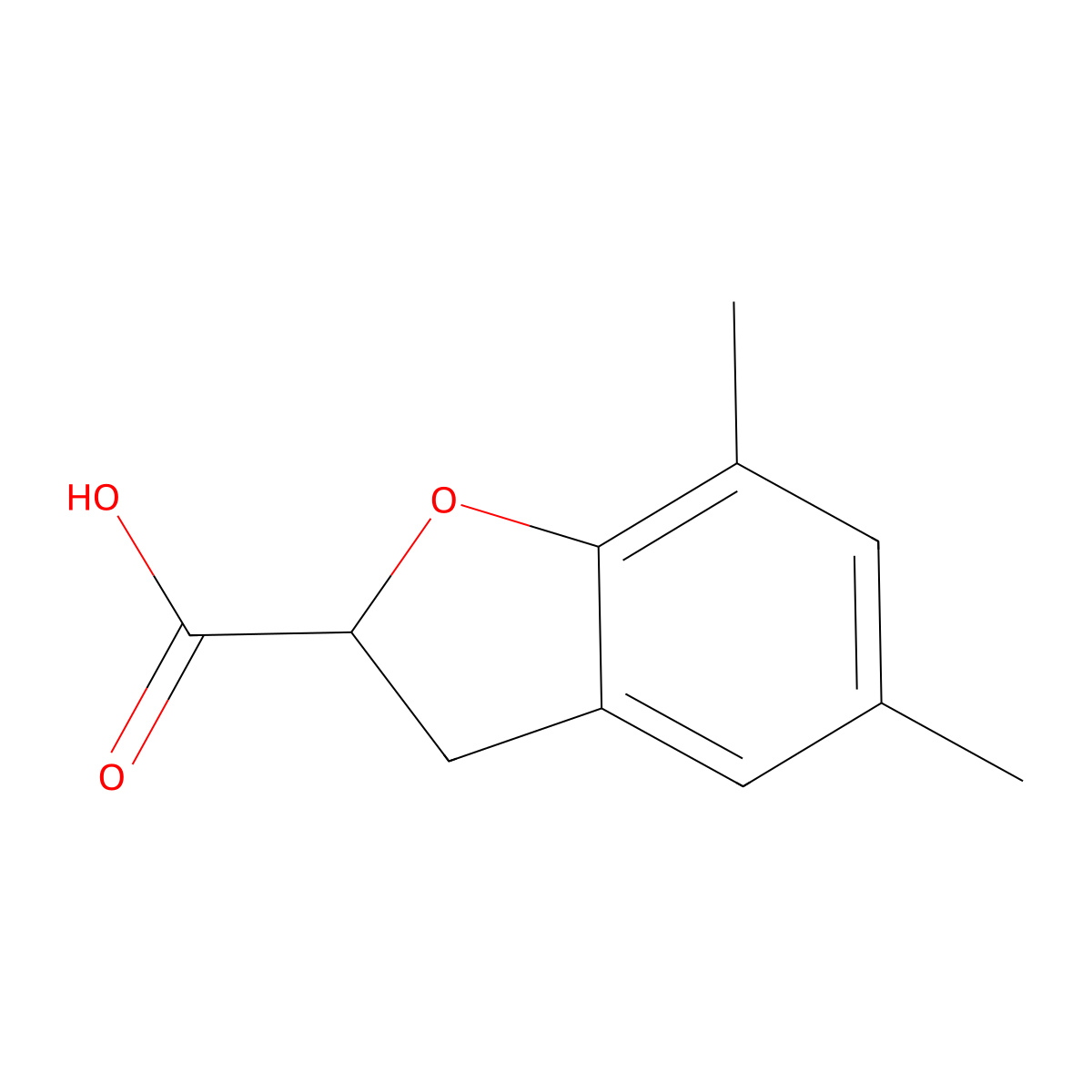 5,7-Dimethyl-2,3-dihydrobenzofuran-2-carboxylic acid molecular structure, CAS 1378703-34-4