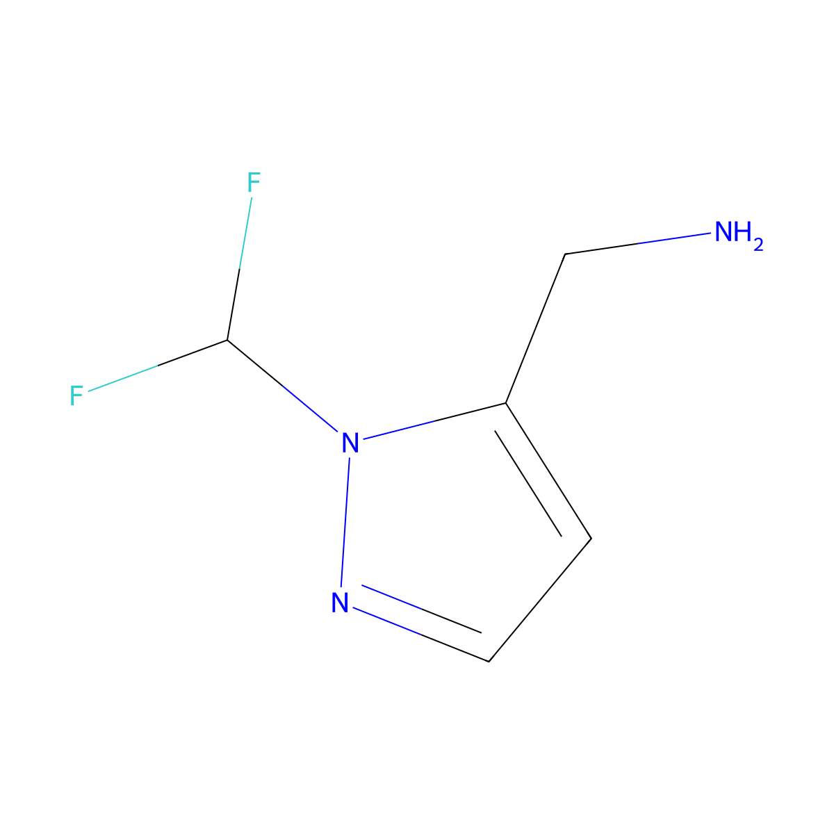 1-[1-(difluoromethyl)-1H-pyrazol-5-yl]methanamine molecular structure, CAS 1378718-11-6