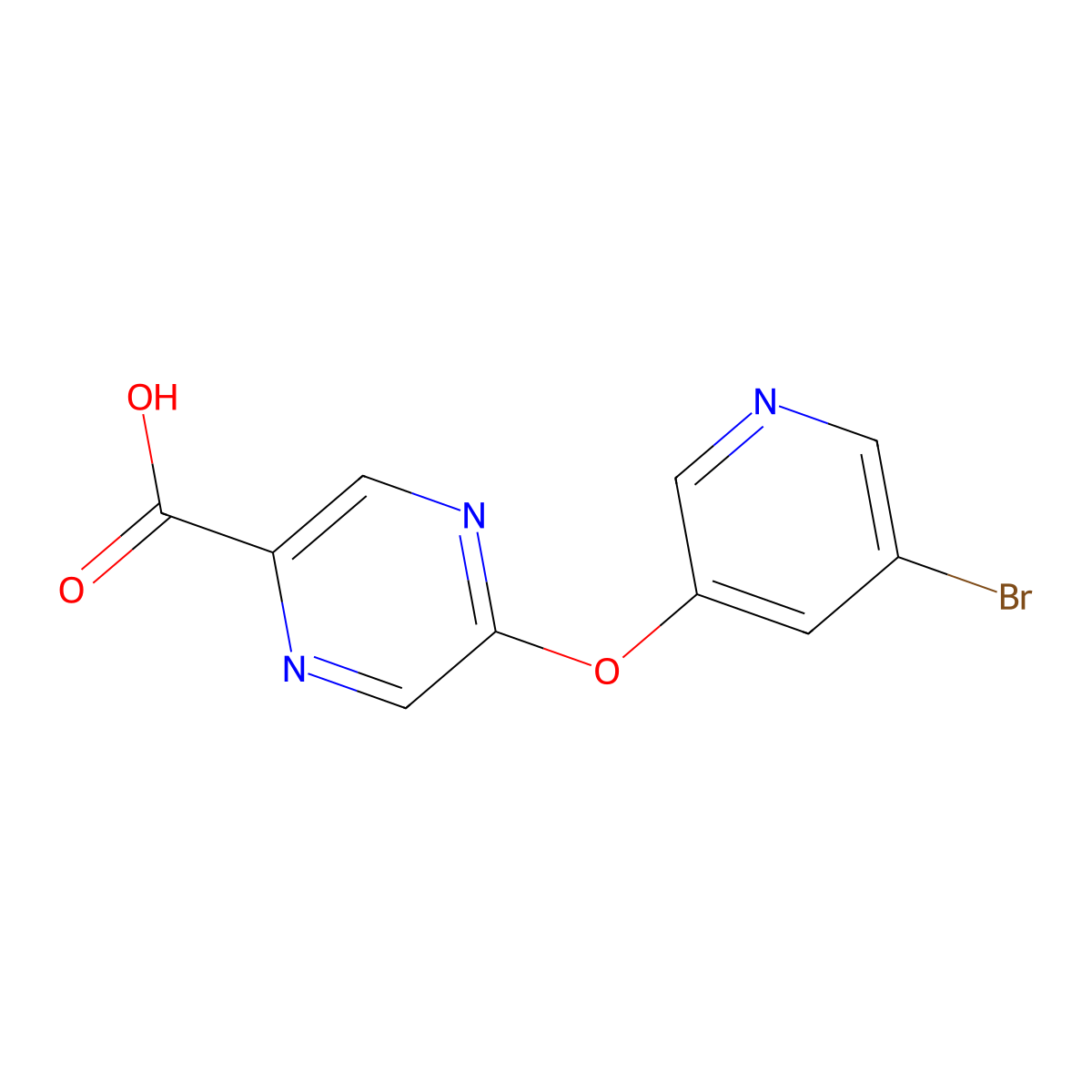 5-[(5-Bromopyridin-3-yl)oxy]pyrazine-2-carboxylic acid molecular structure, CAS 1378725-84-8