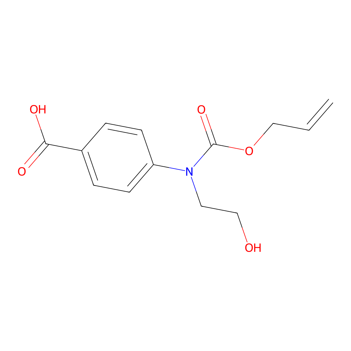 4-[(2-Hydroxyethyl)[(prop-2-en-1-yloxy)carbonyl]amino]benzoic acid molecular structure, CAS 1378728-97-2