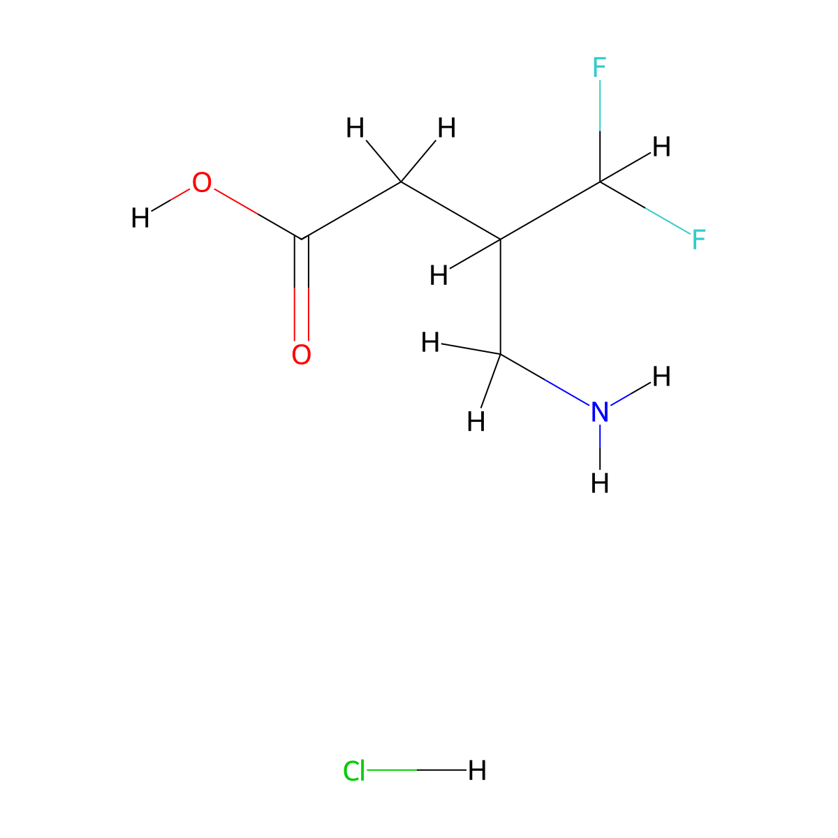4-Amino-3-(difluoromethyl)butanoic acid hydrochloride molecular structure, CAS 1378736-74-3