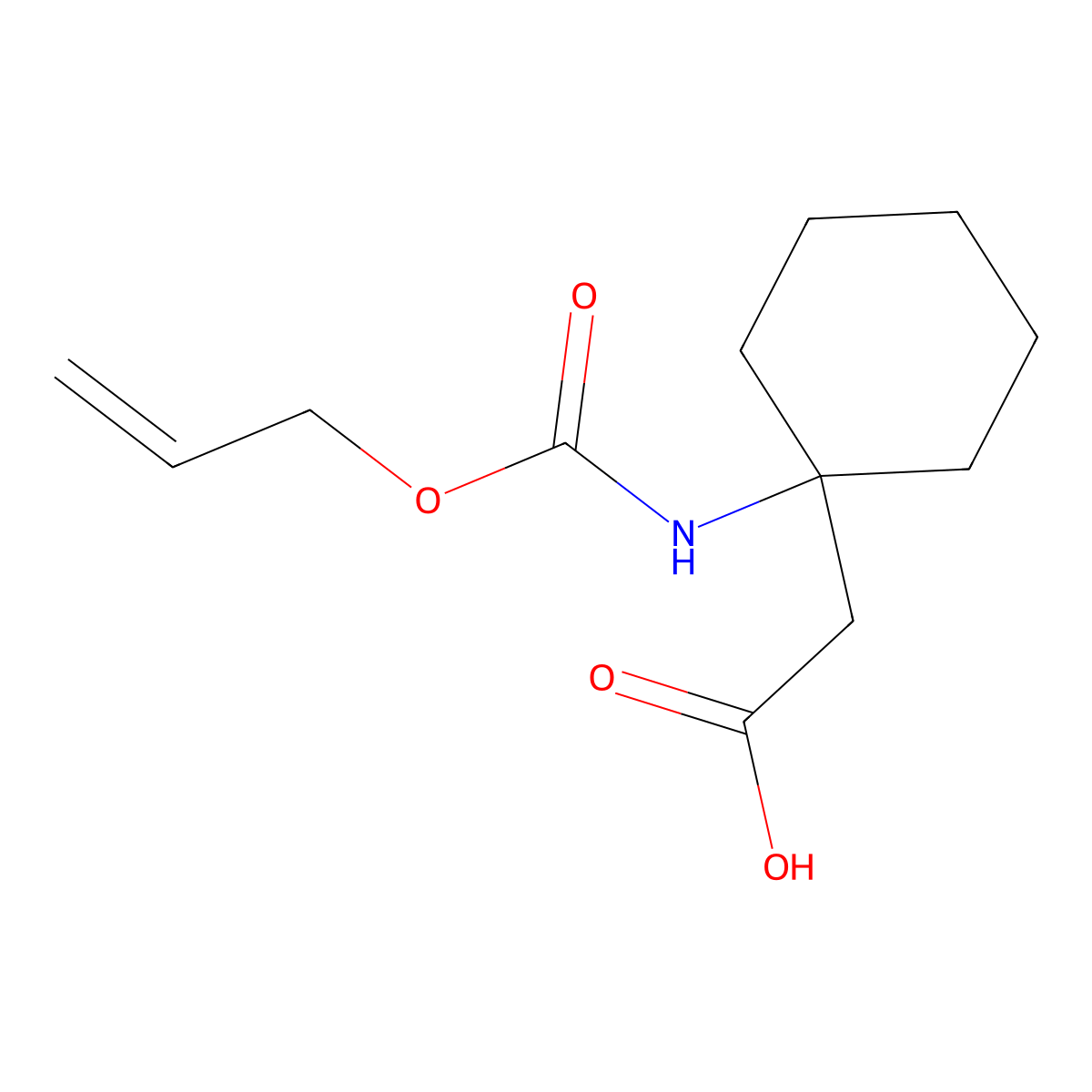 2-(1-{[(Prop-2-en-1-yloxy)carbonyl]amino}cyclohexyl)acetic acid molecular structure, CAS 1378738-02-3
