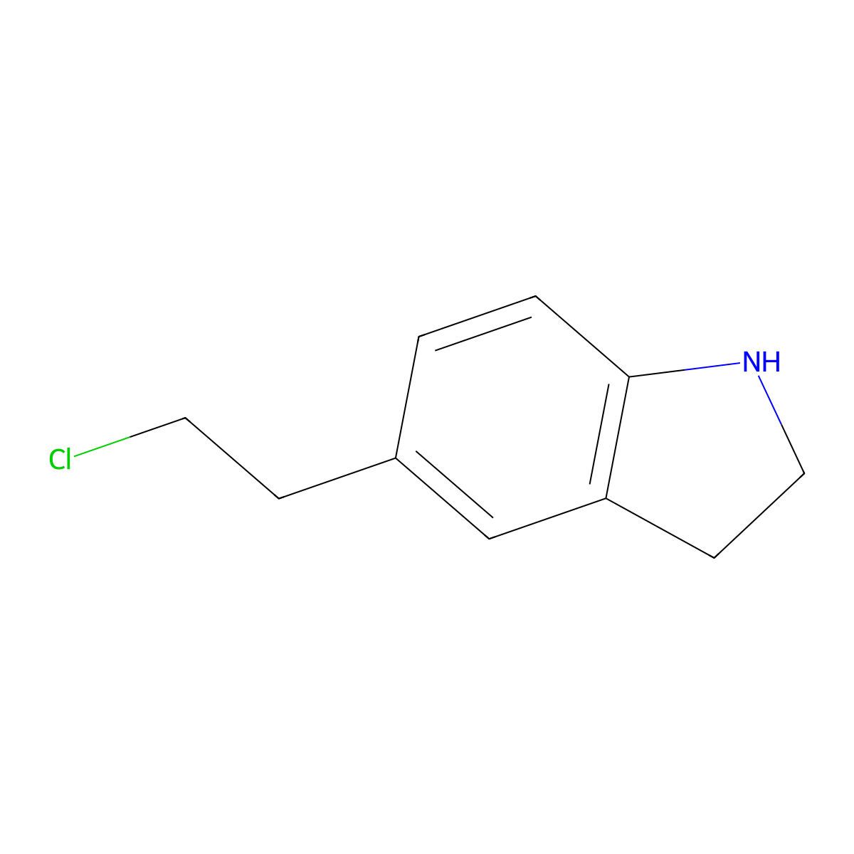 1H-Indole, 5-(2-chloroethyl)-2,3-dihydro- molecular structure, CAS 1378739-56-0