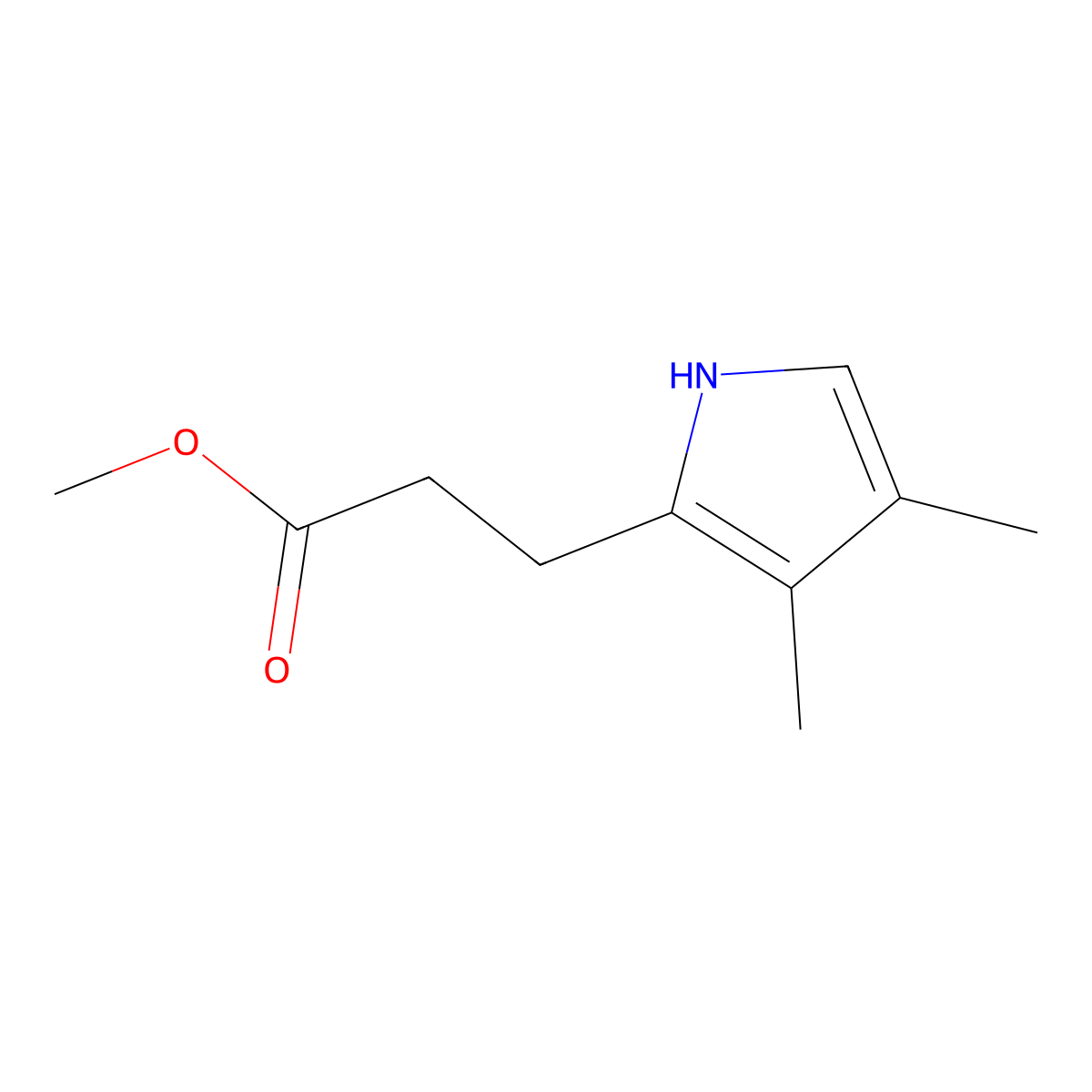 methyl 3-(3,4-dimethyl-1H-pyrrol-2-yl)propanoate molecular structure, CAS 1378747-22-8