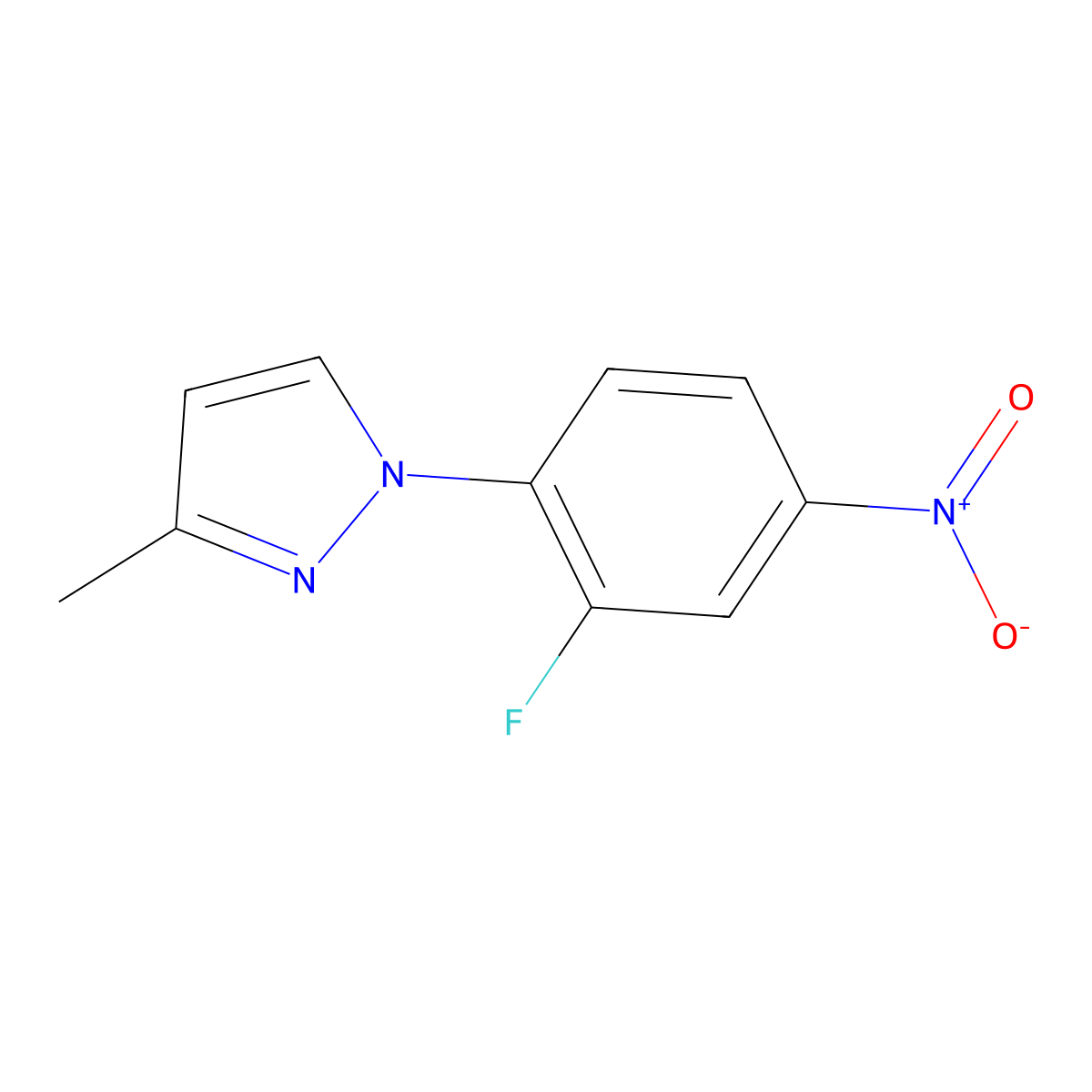 1-(2-fluoro-4-nitrophenyl)-3-methyl-1H-pyrazole molecular structure, CAS 1378754-34-7